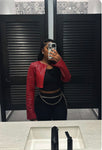 Red leather jacket