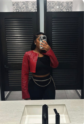Red leather jacket